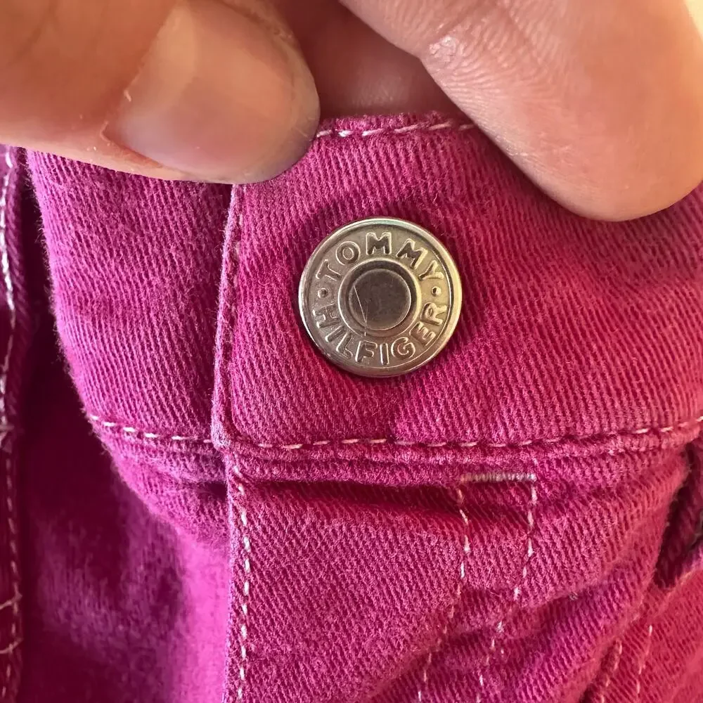 Tommy Hilfiger Vintage Y2K Baby Girl‎ Wide Leg Pink Jeans Size 12-18 Months Snap